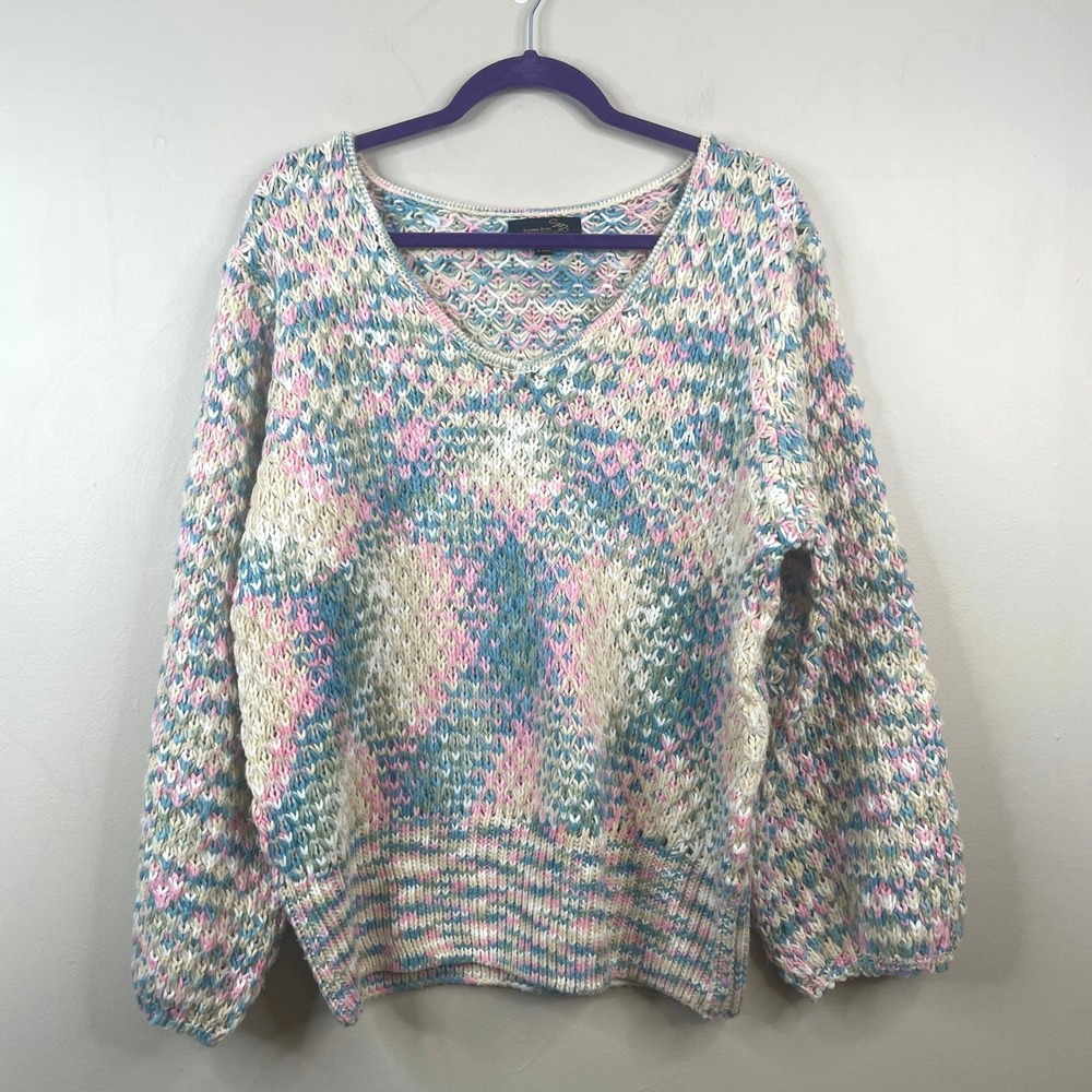 Vintage Chunky Baggy Pullover Sweater Womens XLarge Pastel Grunge Indie Comfy